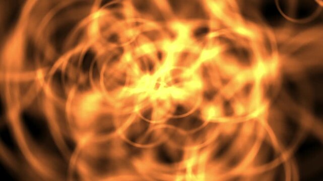 A dynamic abstract background featuring swirling fiery light with glowing orange and yellow hues