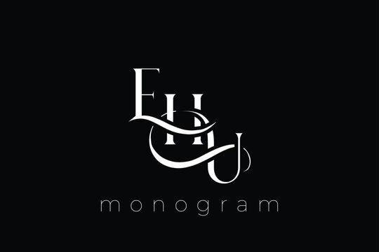 EHU Elegant Monogram Logo Design With Decorative Lettering