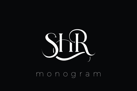 SHR Elegant Monogram Logo Design With Decorative Lettering