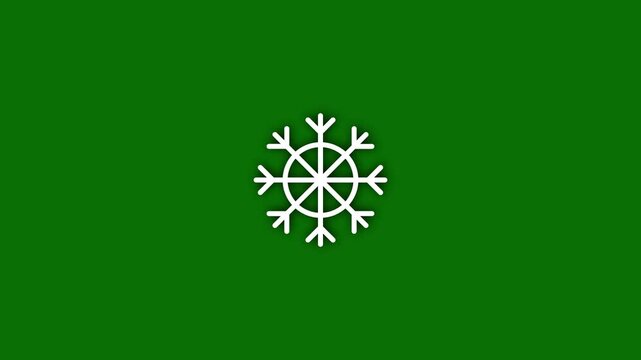 White snowflake on green background winter symbol holiday decoration