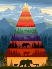 Fototapeta premium Visual representation of how disruption at one level of the food chain impacts all levels above in a natural ecosystem.