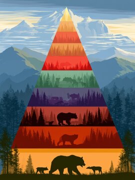 Visual representation of how disruption at one level of the food chain impacts all levels above in a natural ecosystem.