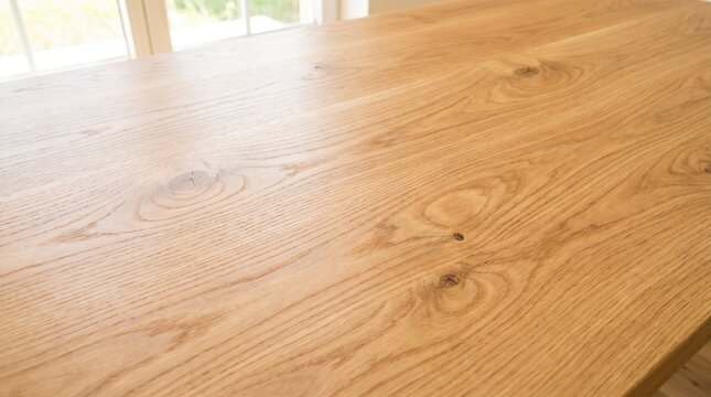 Natural Oak Wood Table Surface Texture with Knots and Grain Details
