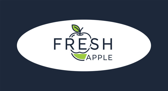 Elegant logo design for fresh apple company featuring a stylized fruit outline within a clean dark background oval.