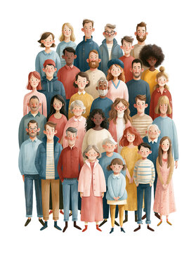 Diverse group of people illustration on transparent background