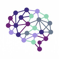 Obraz premium 2D Flat Design AI Neural Network Icon
