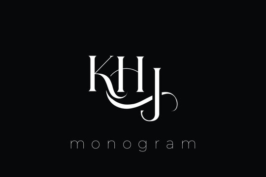 KHJ Elegant Monogram Logo Design With Decorative Lettering