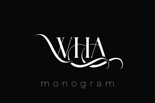 WHA Elegant Monogram Logo Design With Decorative Lettering