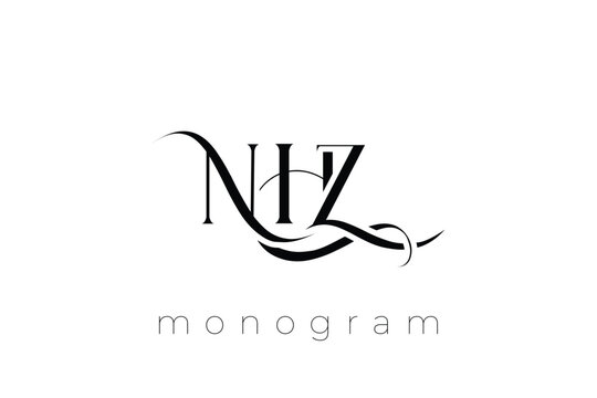 NHZ Elegant Monogram Logo Design With Decorative Lettering