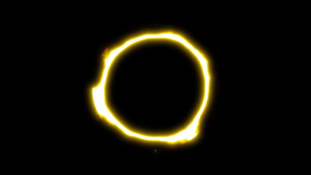 Yellow Electric Magic Ring MOV With Alpha Channel On Transparent Background VFX Animation
