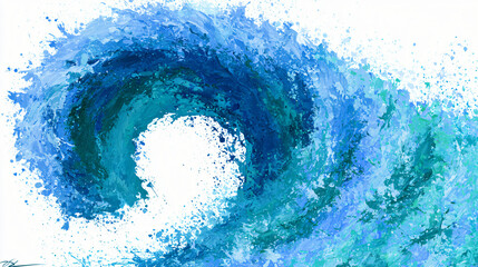 Fototapeta premium Watercolor Abstract Swirling Blue Ocean Wave Artistic Digital Painting Background