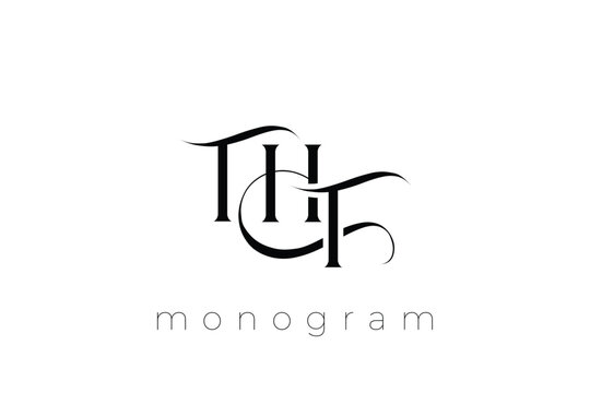 THT Elegant Monogram Logo Design With Decorative Lettering