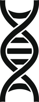 Minimalist black dna helix icon featuring a stylized double helix spiral symbol isolated on a plain white background for scientific
