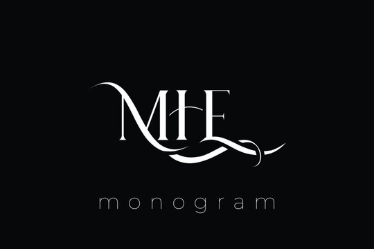 MHE Elegant Monogram Logo Design With Decorative Lettering