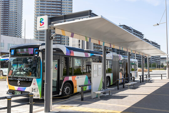 晴海五丁目ターミナルに停まる東京BRT（東京都中央区晴海・晴海五丁目ターミナル）