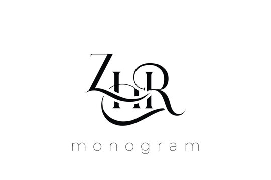 ZHR Elegant Monogram Logo Design With Decorative Lettering