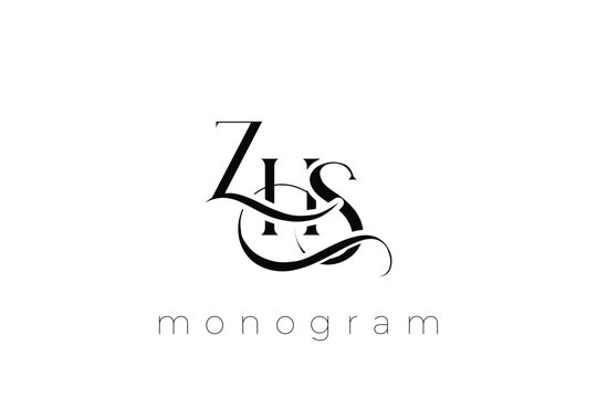 ZHS Elegant Monogram Logo Design With Decorative Lettering
