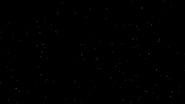 Golden dust particles floating in dark space, abstract magical light overlay animation 4k background