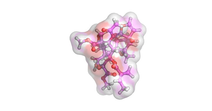 Azadirachtin, primary insecticidal component of the Neem tree, 3D molecule 4K