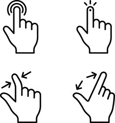 Fototapeta premium Set of hand gesture icons for touch screen interface navigation and mobile device interaction