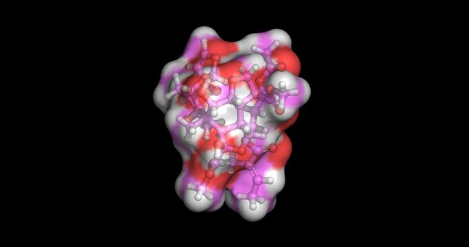 Azadirachtin, primary insecticidal component of the Neem tree, 3D molecule 4K spinninig