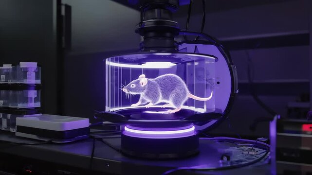 Advanced Medical Imaging: Mouse Subjected to Holographic Projection for Research and Biological Study in Laboratory Setting.