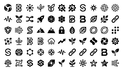 Fototapeta premium Collection of modern technical and abstract corporate symbols.