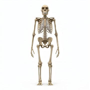 Scientific 3D Render of Australopithecus afarensis (Lucy) Skeleton Replica Isolated on White