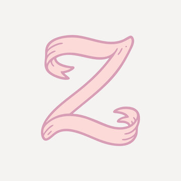 Elegant pink ribbon letter vector