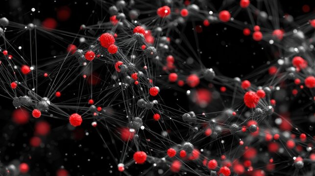 Malware spreads from an initial infected node to others, turning them red as it encrypts data across the network in a cyber setting.