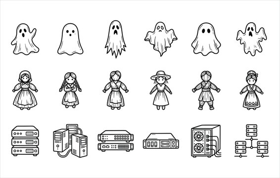 Spooky Ghosts and Computer Hardware Desktop Icons