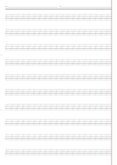 handwriting practice worksheet with primary ruled lines, solid top line, dotted middle line, and solid bottom line