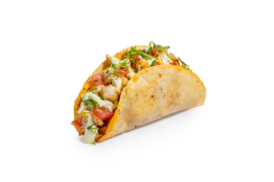 Fish Taco with Jalapeno Cream Salsa Clipping Path included
