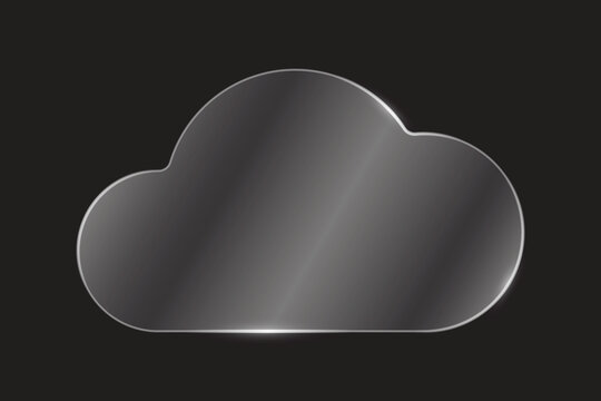Glossy metallic cloud icon design transparent element vector