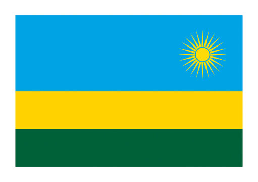 PNG Rwanda flag with sunburst on transparent background