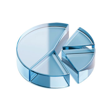 3D pie chart icon on transparent background for data analytics