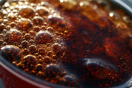 Carbonated Soda Bubbles in Close-Up View