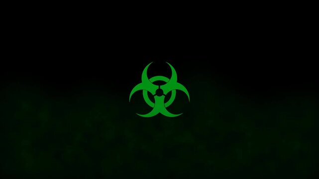 Radioactive logo fog mist animation 4K UHD, nuclear radioactive symbol with fog animation.