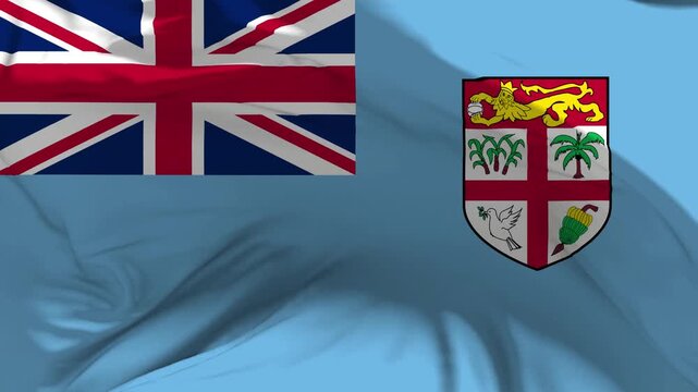 Fiji Flag Waving in Slow Motion Loop Animation