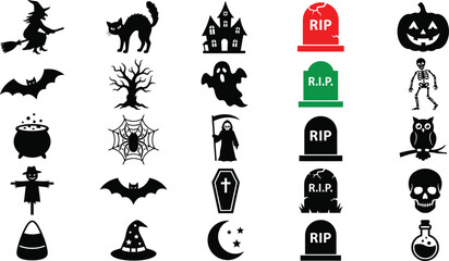 Fototapeta premium Halloween icons and symbols for decoration and design