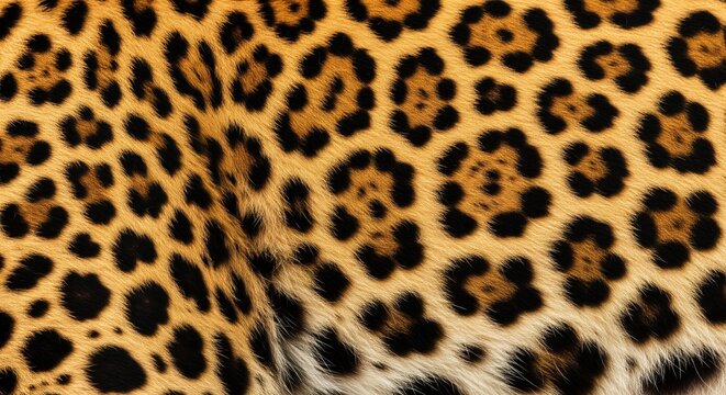 Close-up of a leopard's distinctive spotted fur coat showing golden-yellow base color with dark black rosette markings and white belly fur, displaying natural camouflage pattern.