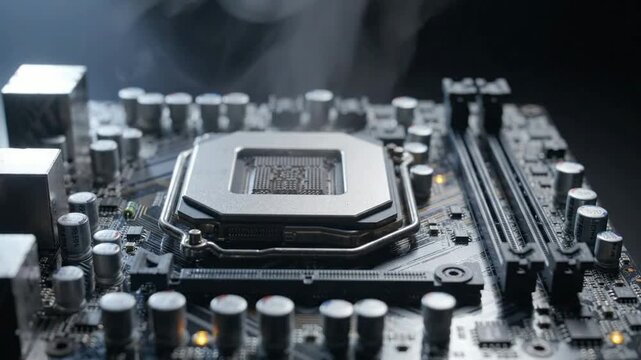 Motherboard with CPU Socket and Smoke