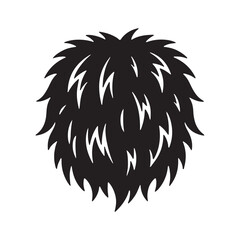 Abstract fur texture or shaggy hair shape in black and white graphic illustration with silhouette © pixruma