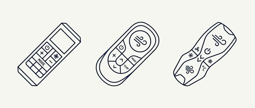 Three vintage mobile phone line drawings on white background