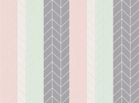 Pastel herringbone tile pattern background seamless geometric chevron texture with pink, green, grey, and cream vertical stripes