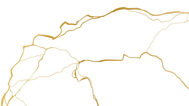 luxury marble texture pattern of Golden kintsugi crack. Vector horizontal backdrop poster background with intertwine graceful veins. gold broken seams