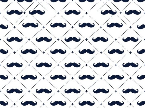 Seamless pattern with mustache icons on a white background
