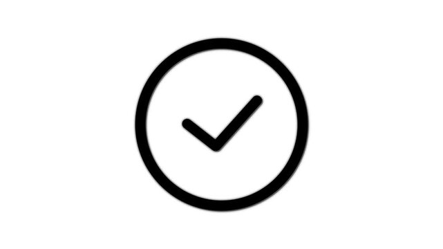 Check mark icon black color. check mark animation motion. Animated tick mark icon with circle loading animated on a white background.