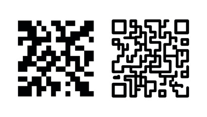 Fototapeta premium QR code and data matrix icon. Digital scan code for information, mobile technology and connectivity symbol.