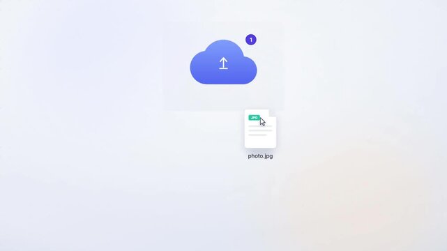 Uploading document and image files to cloud storage with sync progress on minimal interface